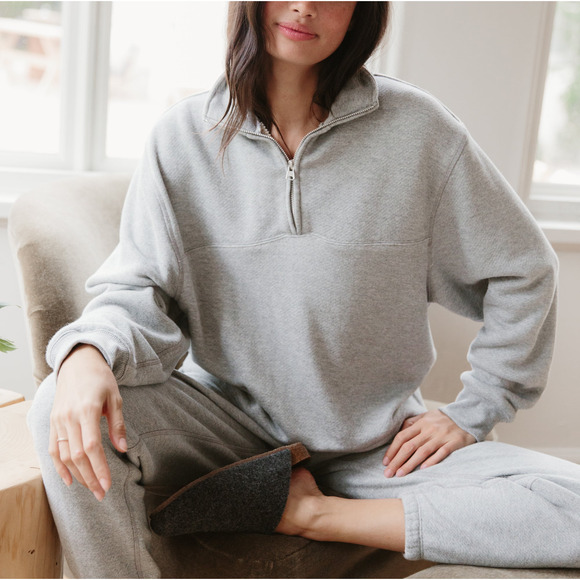 Jenni Kayne 'Half Zip' Grey Sweatshirt Size M - Picture 1 of 6